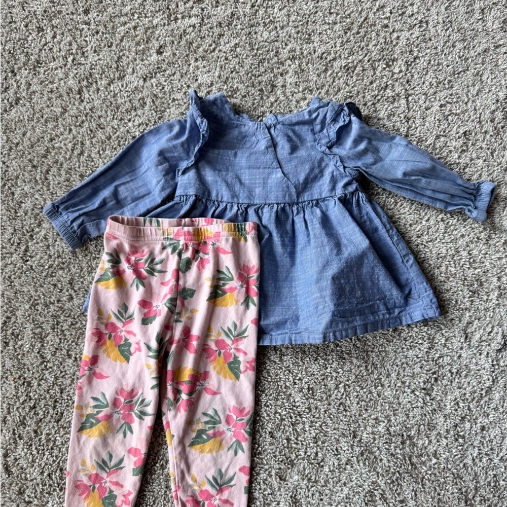 Toddler gir 2-piece fall outfit Long Sleeve top floral Leggings – Size 18 Months - Picture 2 of 12